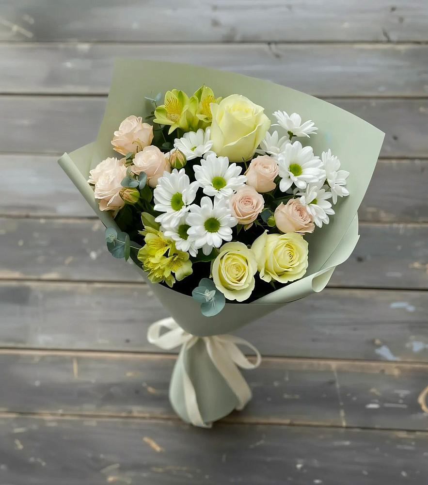 Букет цветов из: Альстромерии, Розы и Хризантемы в Рязани