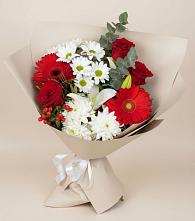Букет цветов из:  Розы, Хризантемы, Герберы и Лилии в Рязани