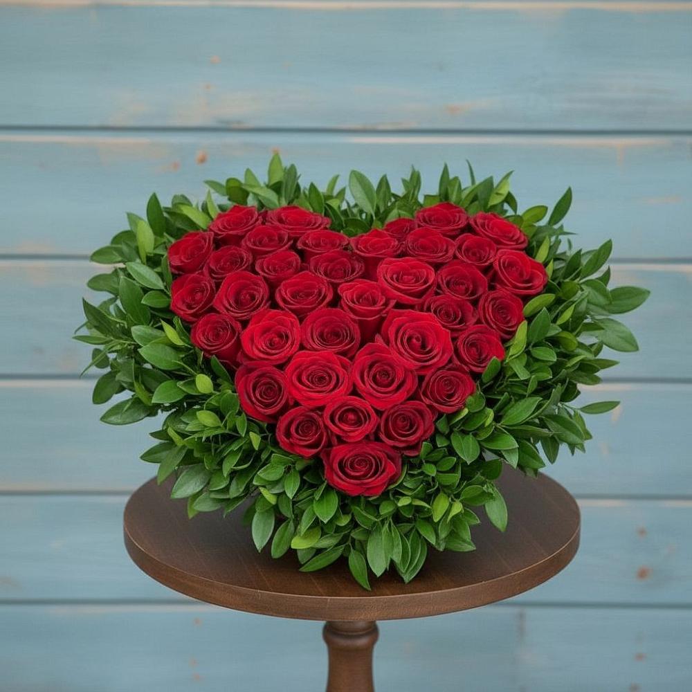 Цветочная композиция из Розы в виде сердца в Рязани