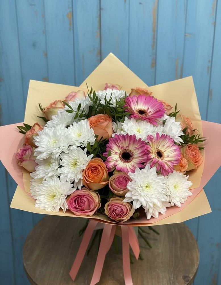 Букет цветов из: Розы, Герберы и Хризантемы в Рязани