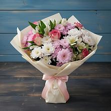 Букет цветов из:  Хризантемы, Альстромерии и Розы в Рязани