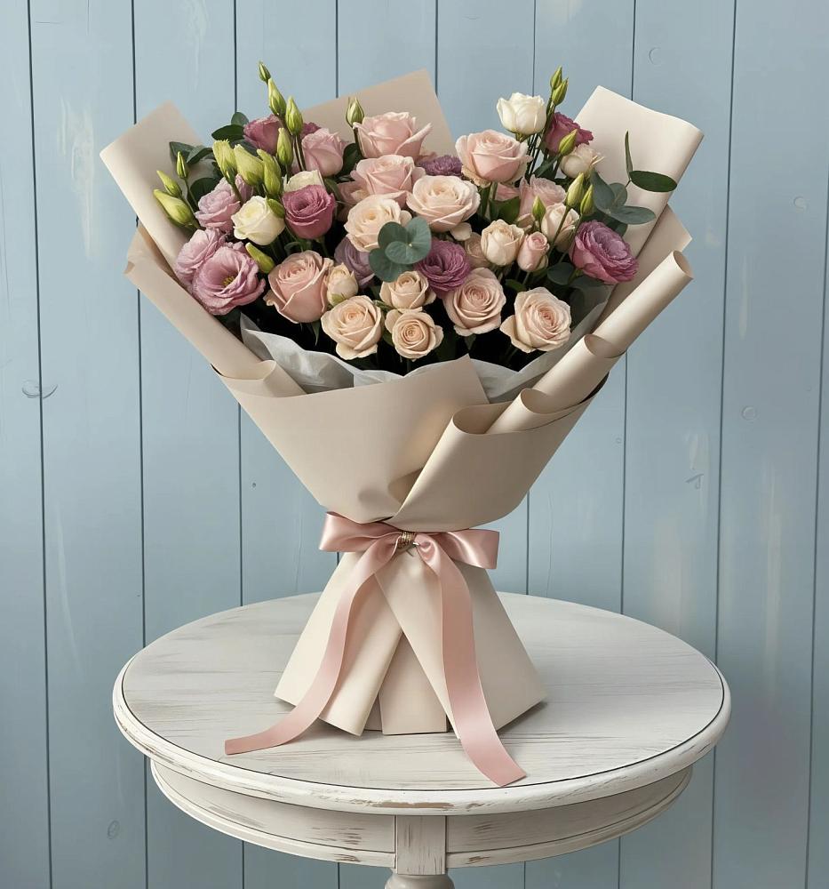 Букет цветов из: Розы и Лизиантусы в Рязани