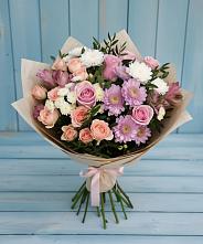 Букет цветов из:  Хризантемы, Розы и Альстромерии #REPLACE_PRED# Рязани